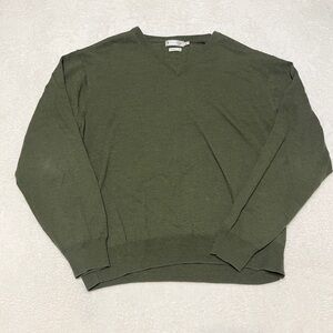 Peter Millar 100% Merino Wool V-Neck Classic Pullover Sweater Hunter Green‎ XL